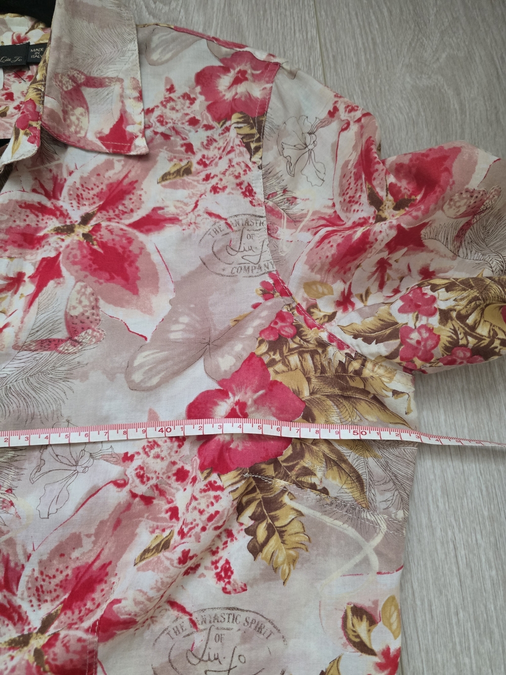 Liu Jo Floral Button-Up Blouse in Pink, Cream, and Tan Size L Cotton Y2K - Picture 5 of 7